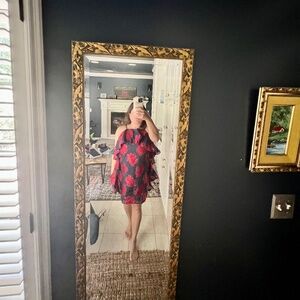 Badgley Mischka Navy Blue and Red Cocktail dress